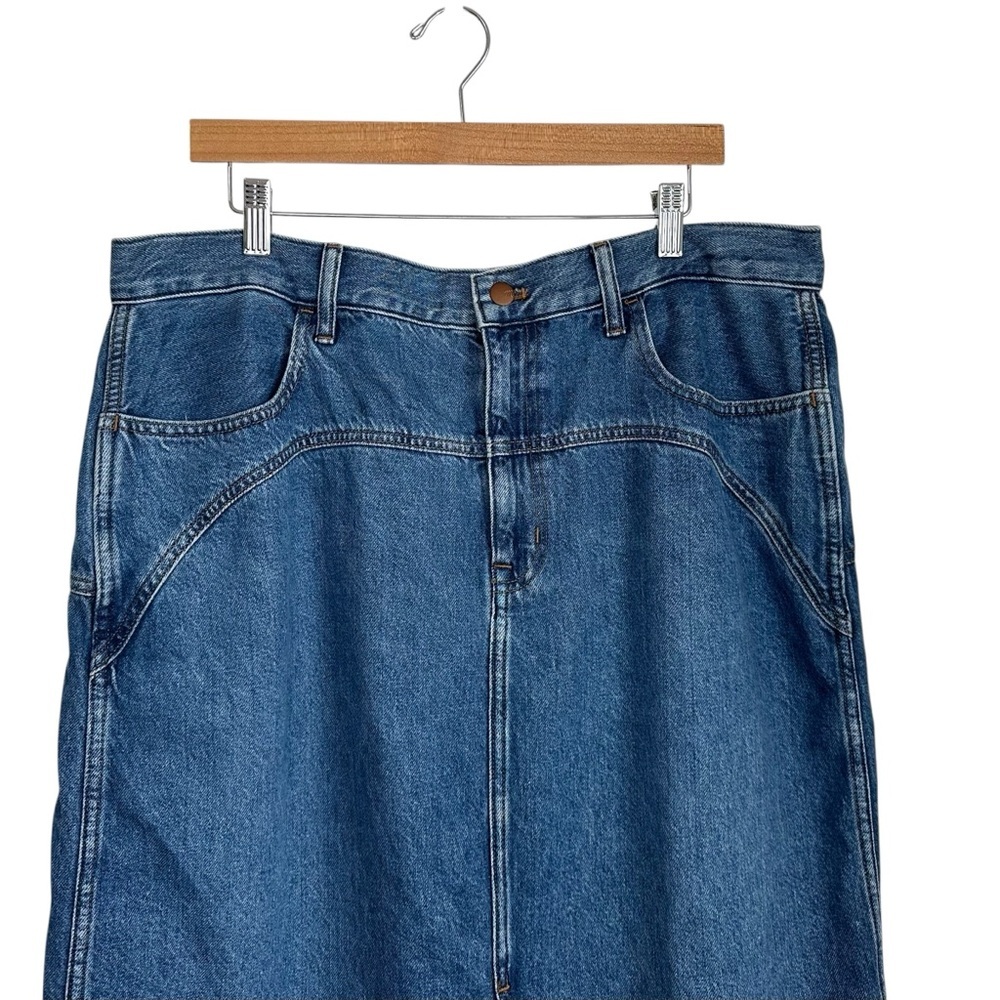 Madewell Womens Denim Western Maxi Skirt Size 33 Blue Front Split NWT - Picture 5 of 11